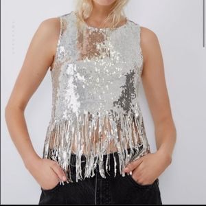 Fringe Sequin Crop top